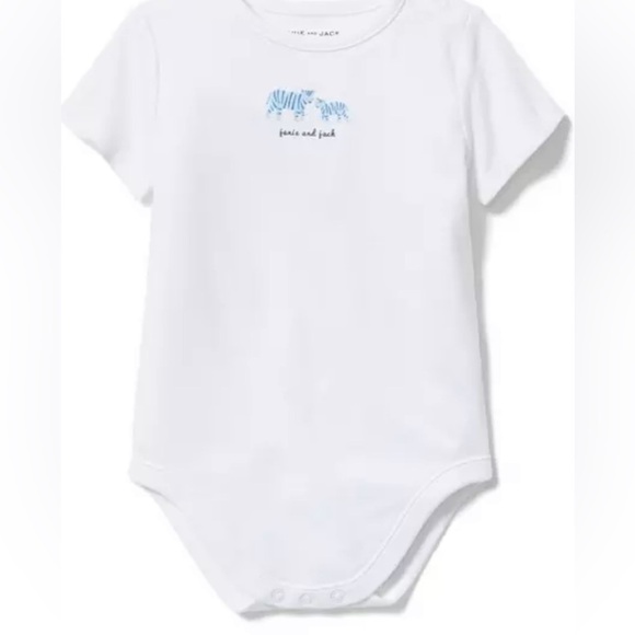 Janie and Jack white and blue short sleeve onesie tiger print size 0-3 mo - Picture 1 of 6
